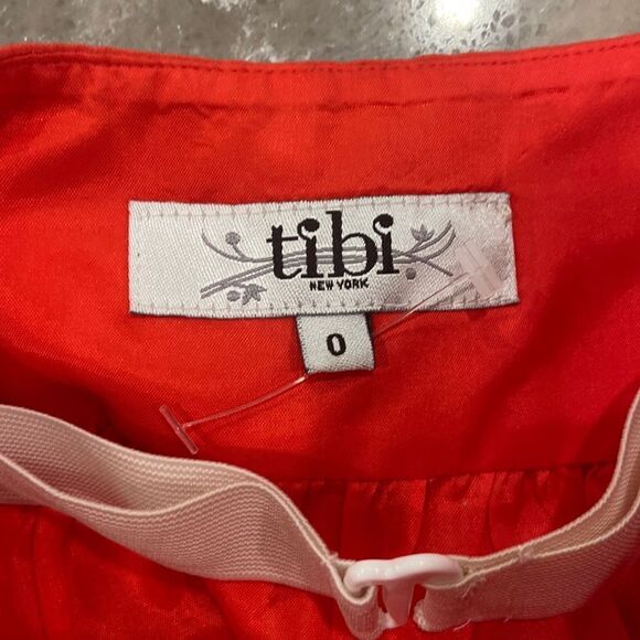 Tibi Floral Embroidery Overlay Strapless Silk Mini Dress size 0 - Picture 3 of 10